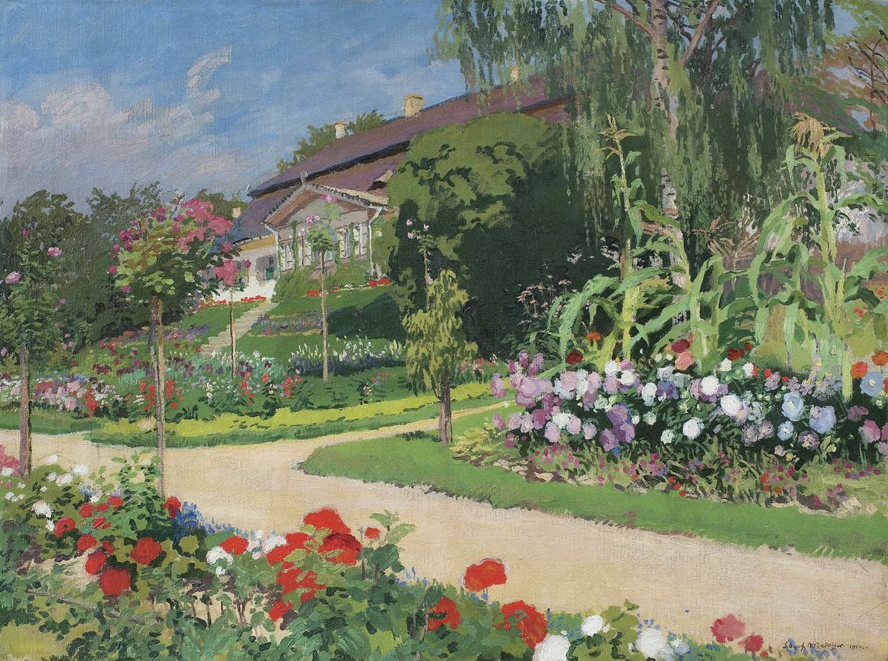 Józef Mehoffer (1869-1946), "Dworek i ogród w Jankówce", 1914 rok, źródło: Agra Art