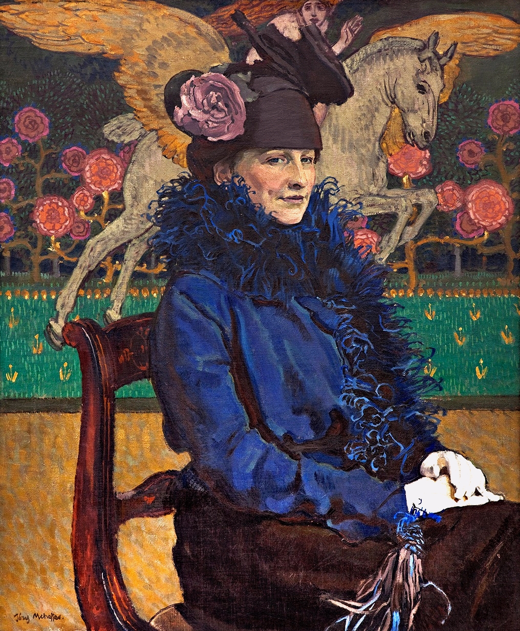 Józef Mehoffer (1869-1946), "Portret żony artysty z pegazem", 1913 rok, źródło: Muzeum Sztuki w Łodzi