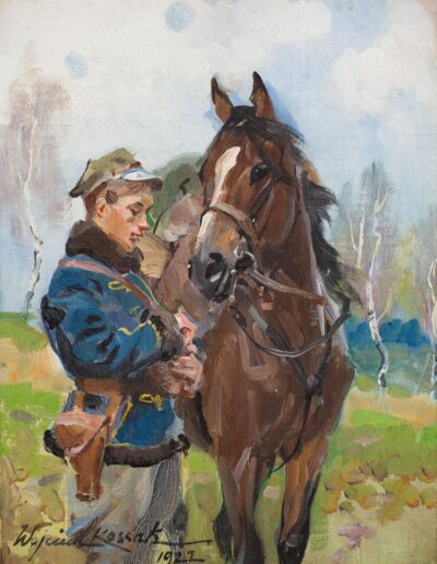 Wojciech Kossak (1856-1942) "Ułan z koniem"