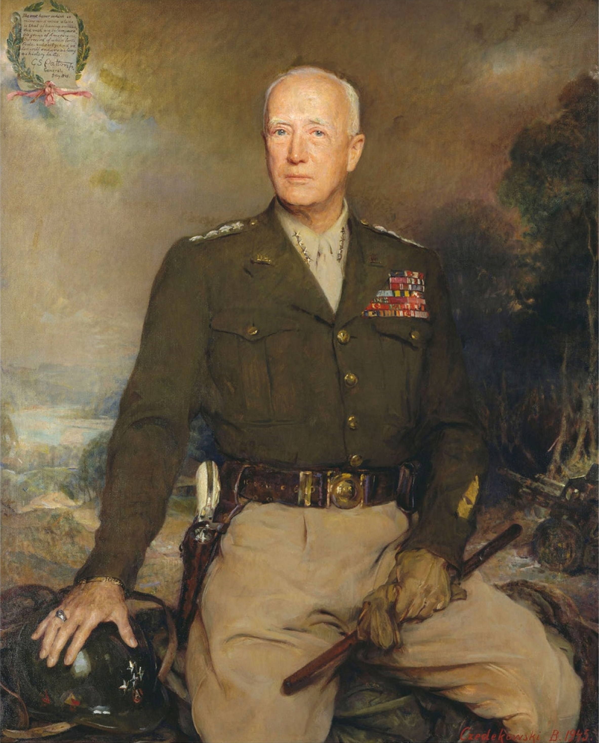 Bolesław Czedekowski (1885-1969), „Portret generała Pattona”, 1945 rok, źródło: National Portrait Gallery