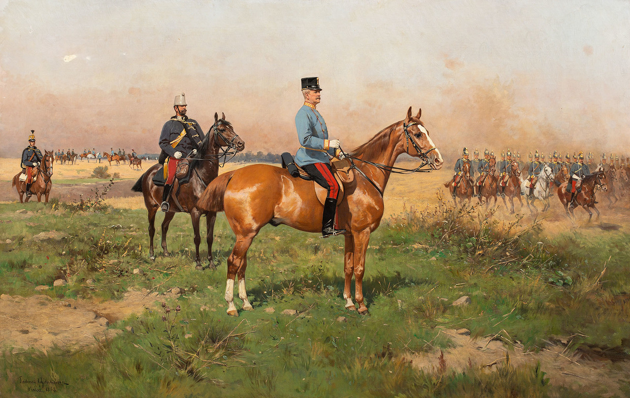 Tadeusz Ajdukiewicz (1852-1916), "Generał książę Leopold von Croy na manewrach", 1888 rok, źródło: Polswiss Art