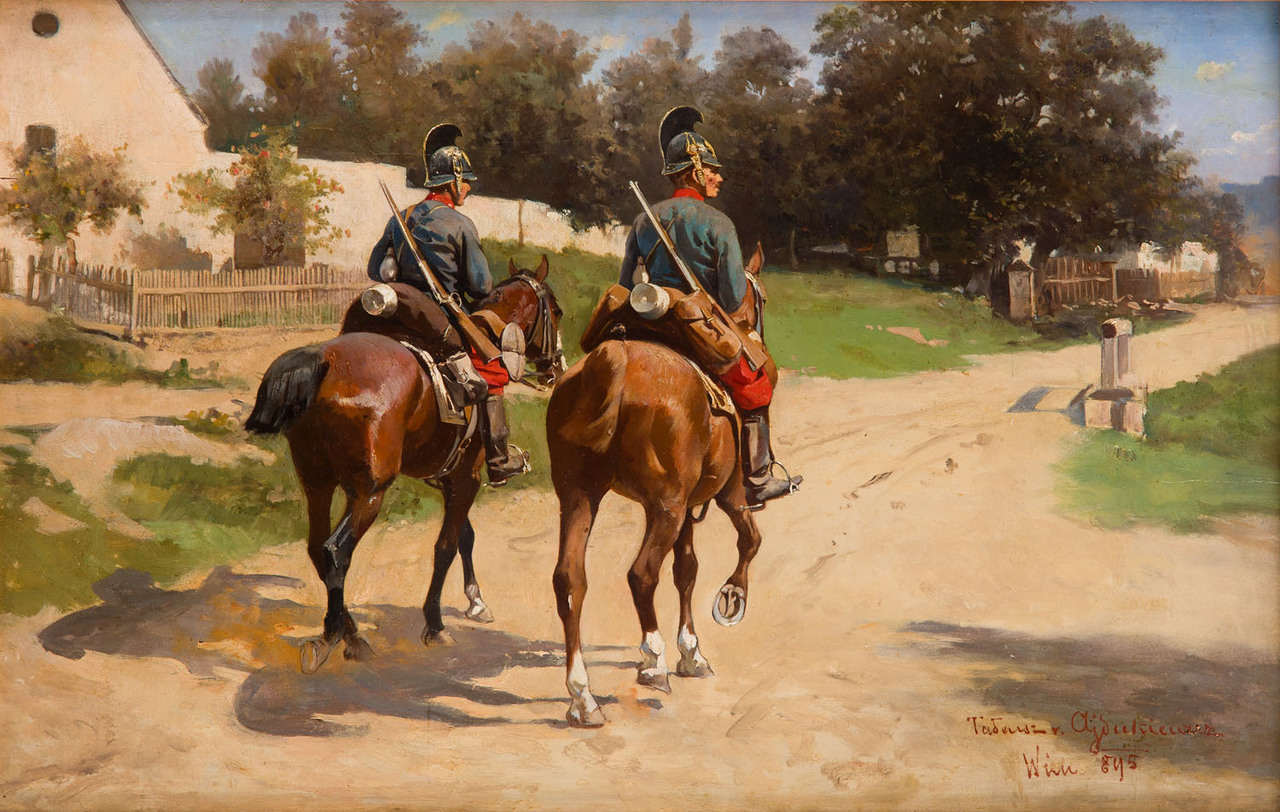 Tadeusz Ajdukiewicz (1852-1916), "Patrol konny", 1895 rok, źródło: Desa Unicum