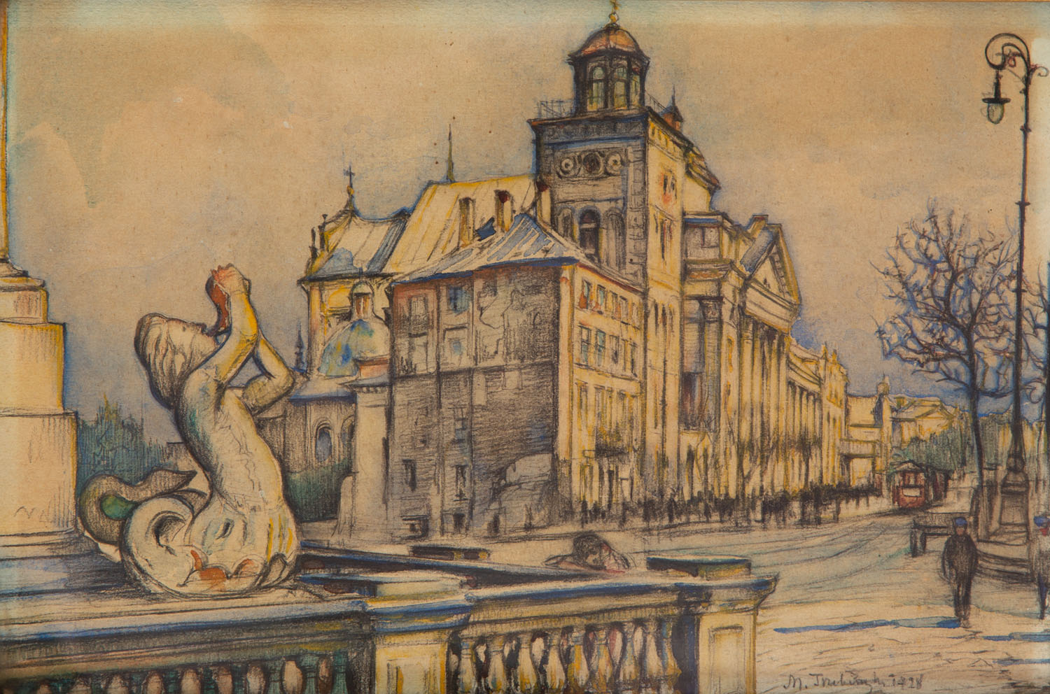 Marian Trzebiński (1871-1942), „Widok na Krakowskie Przedmieście”, 1928 rok, źródło: Desa Unicum