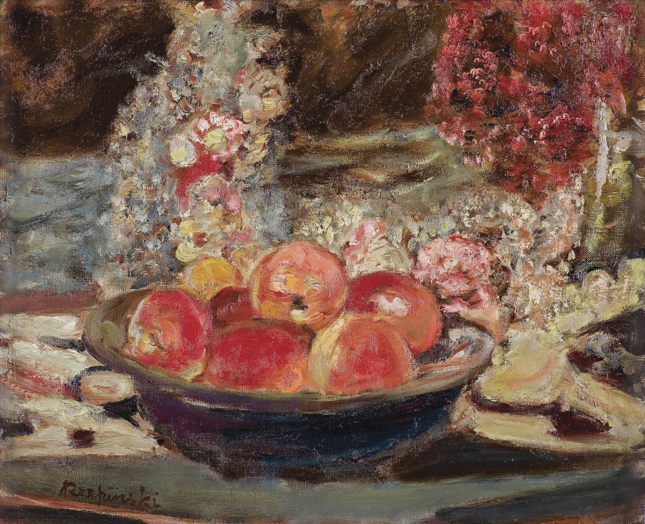 Czesław Rzepiński (1905-1995), "Martwa natura - jabłka i kwiaty", źródło: Agra Art