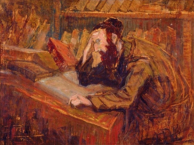 Mojżesz Rynecki (1881-1943), „Żyd czytający księgę”, źródło: rynecki.org