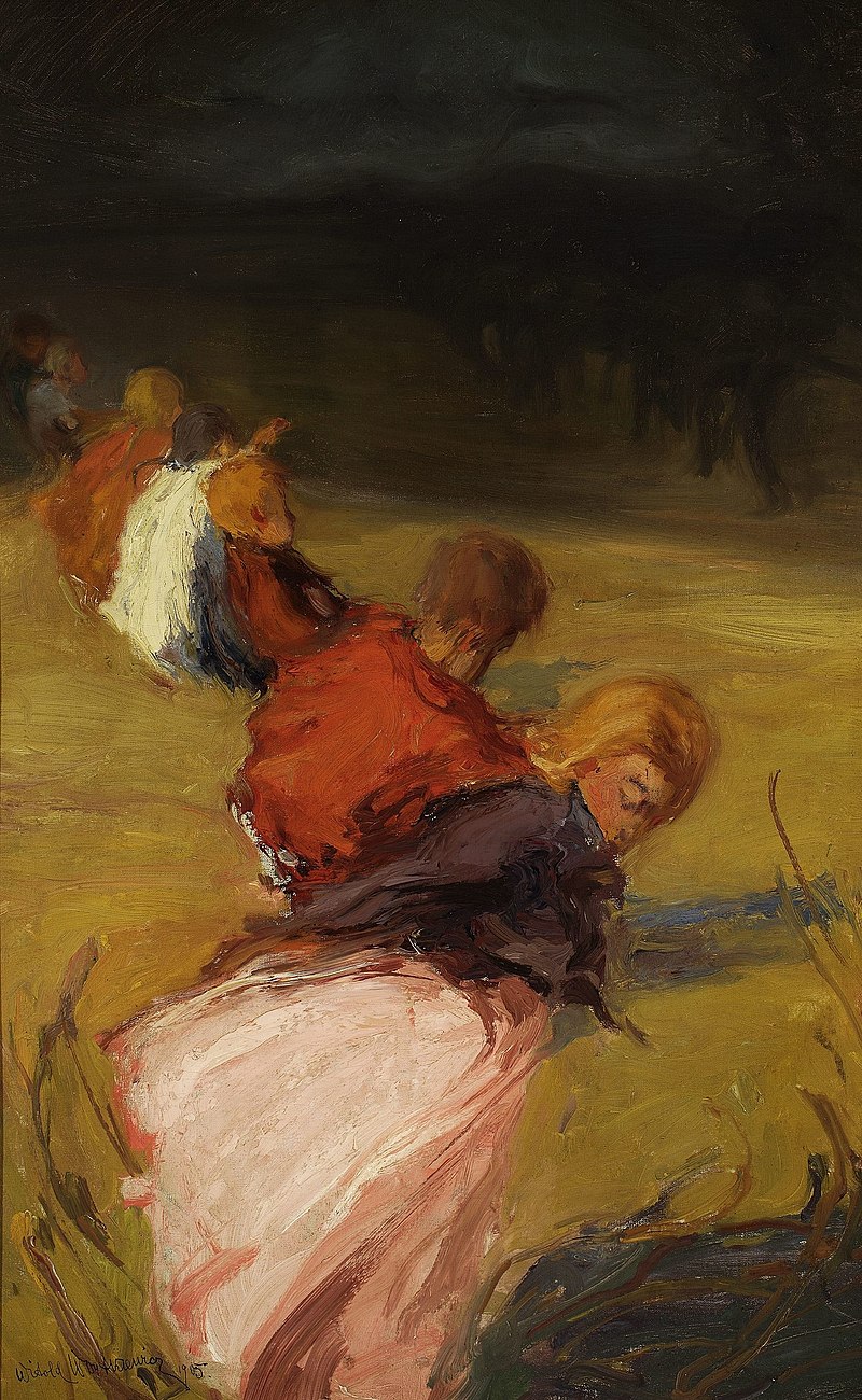 Witold Wojtkiewicz (1879-1909), „Dzieci zaskoczone burzą (Korowód dziecięcy)”, źródło: Muzeum Narodowe w Warszawie