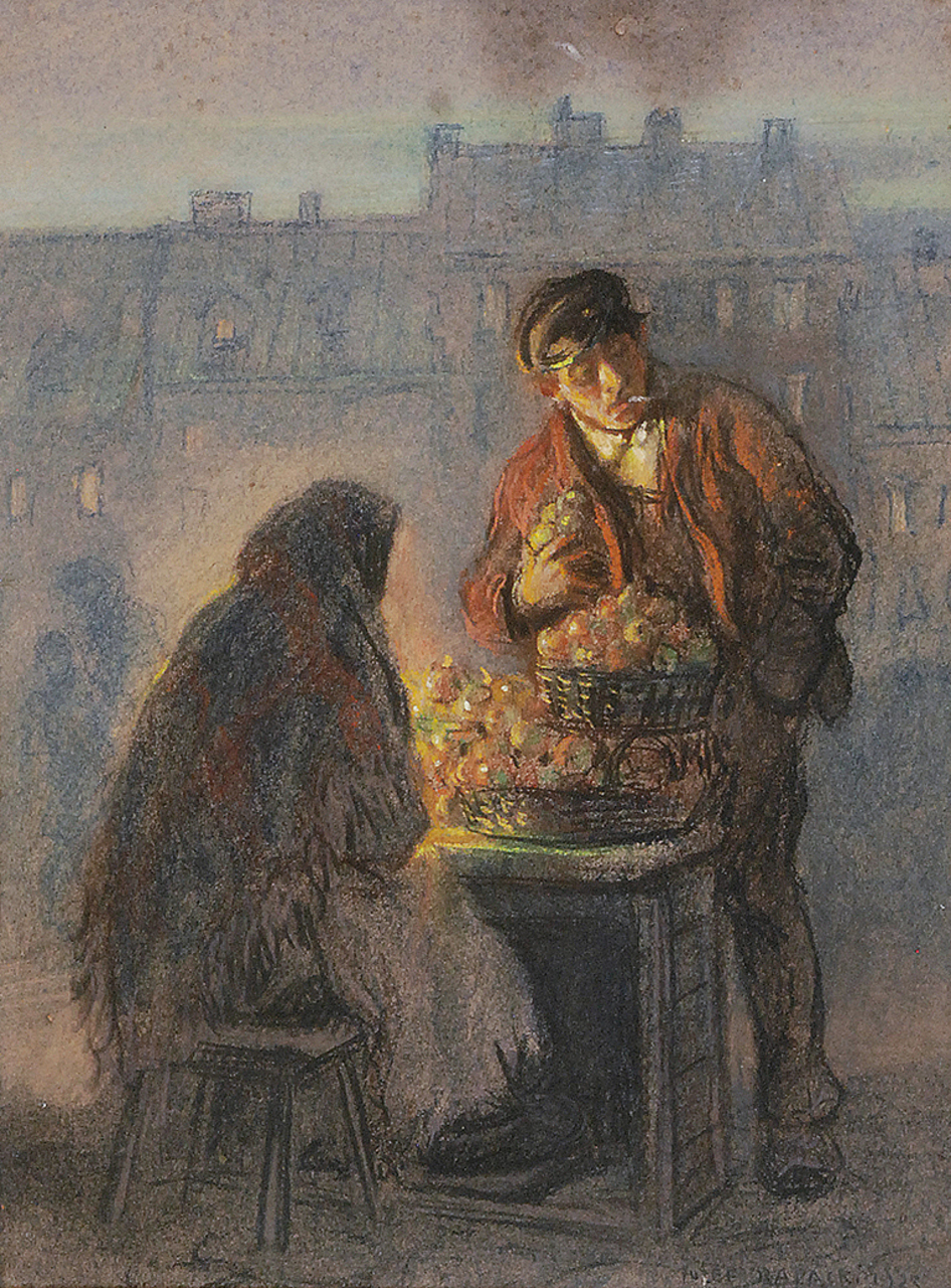 Józef Rapacki (1871-1929), "Handlarka jabłkami", pastel, 1923 rok, źródło: Rempex