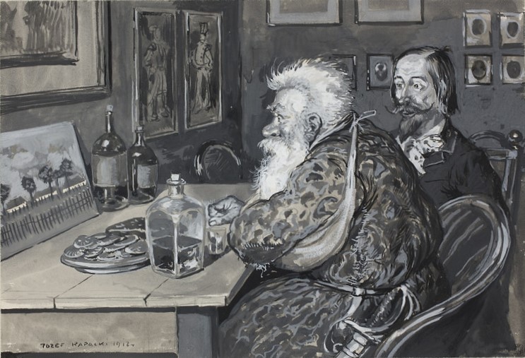 Józef Rapacki (1871-1929), "Sprzedawanie obrazu", ilustracja do opowiadania Wiktora Gomulickiego „Malaria”, 1912 rok, źródło: Muzeum Narodowe w Warszawie