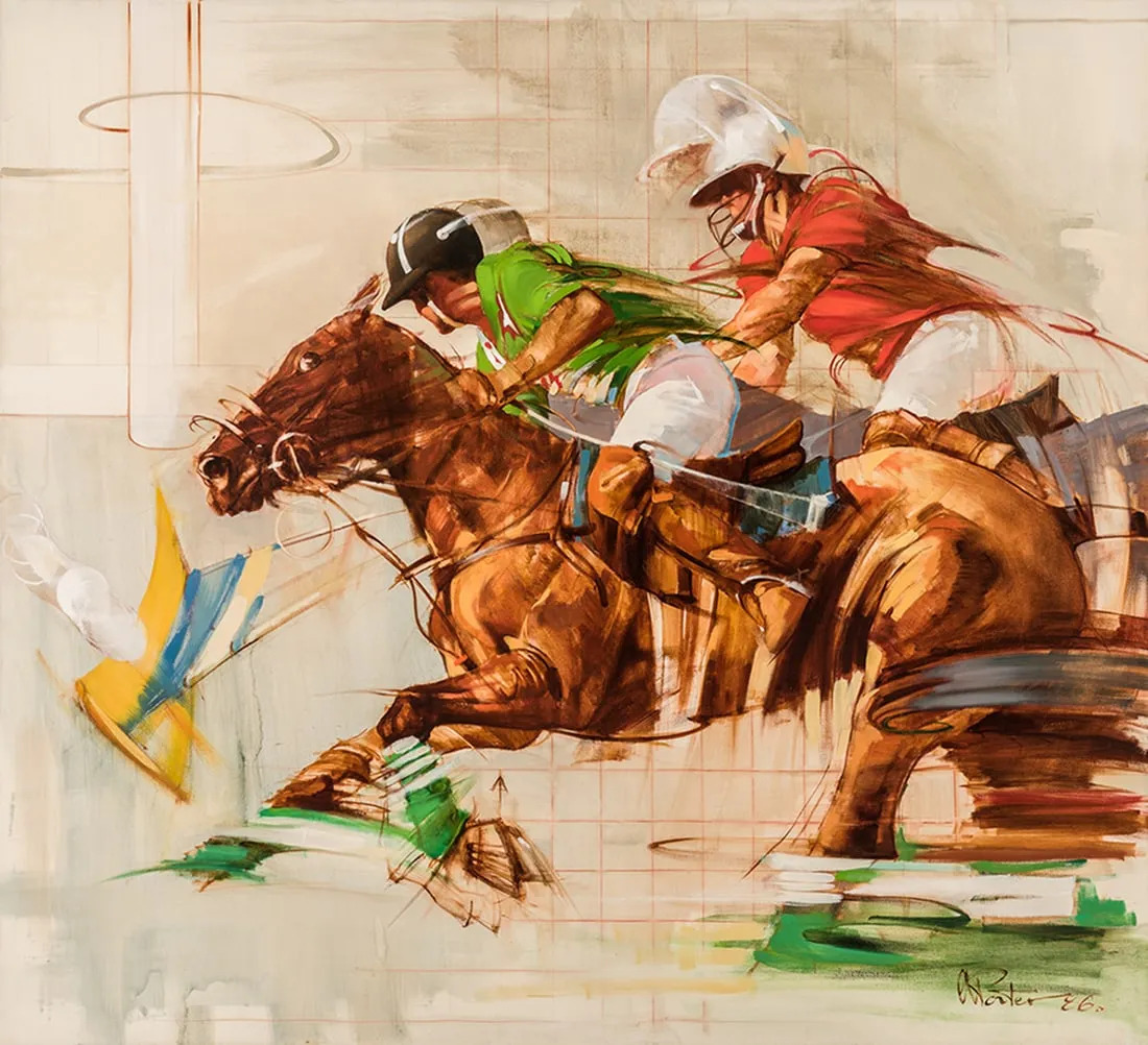 Andre Pater (ur.1953) "Gra w polo", źródło: The Sporting Art Auction