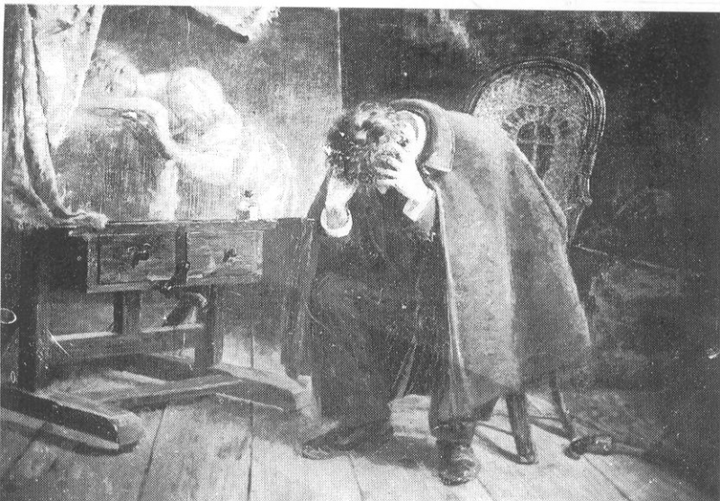 Maurycy Trębacz (1861-1941), „Smętne myśli”, 1892 rok, obraz zaginiony, źródło: Wydział Restytucji Dóbr Kultury