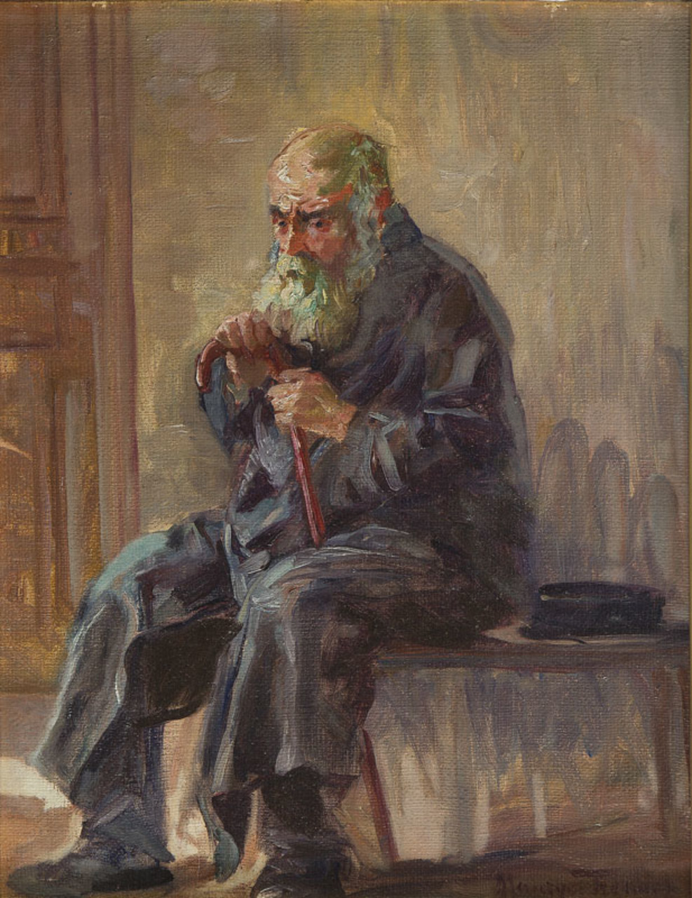 Maurycy Trębacz (1861-1941), „Starzec z drewnianą laską”, źródło: Desa Unicum