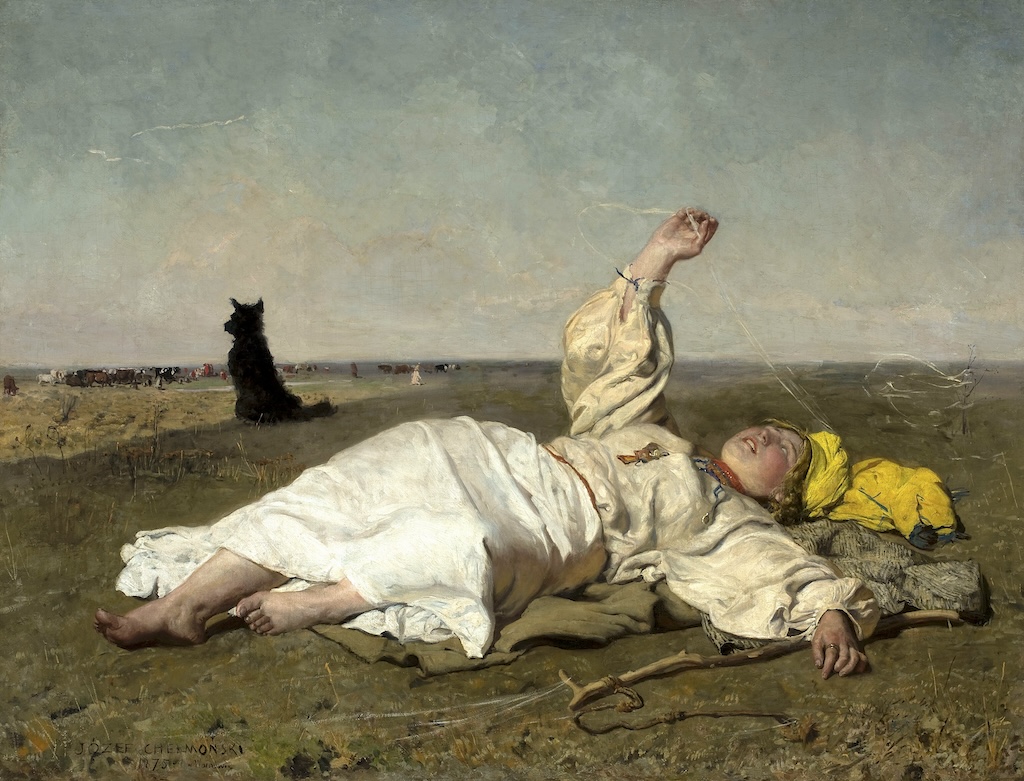 Józef Chełmoński (1849-1914) "Babie lato", 1875 rok, olej na płótnie, 120 × 156 cm, źródło: Muzeum Narodowe w Warszawie