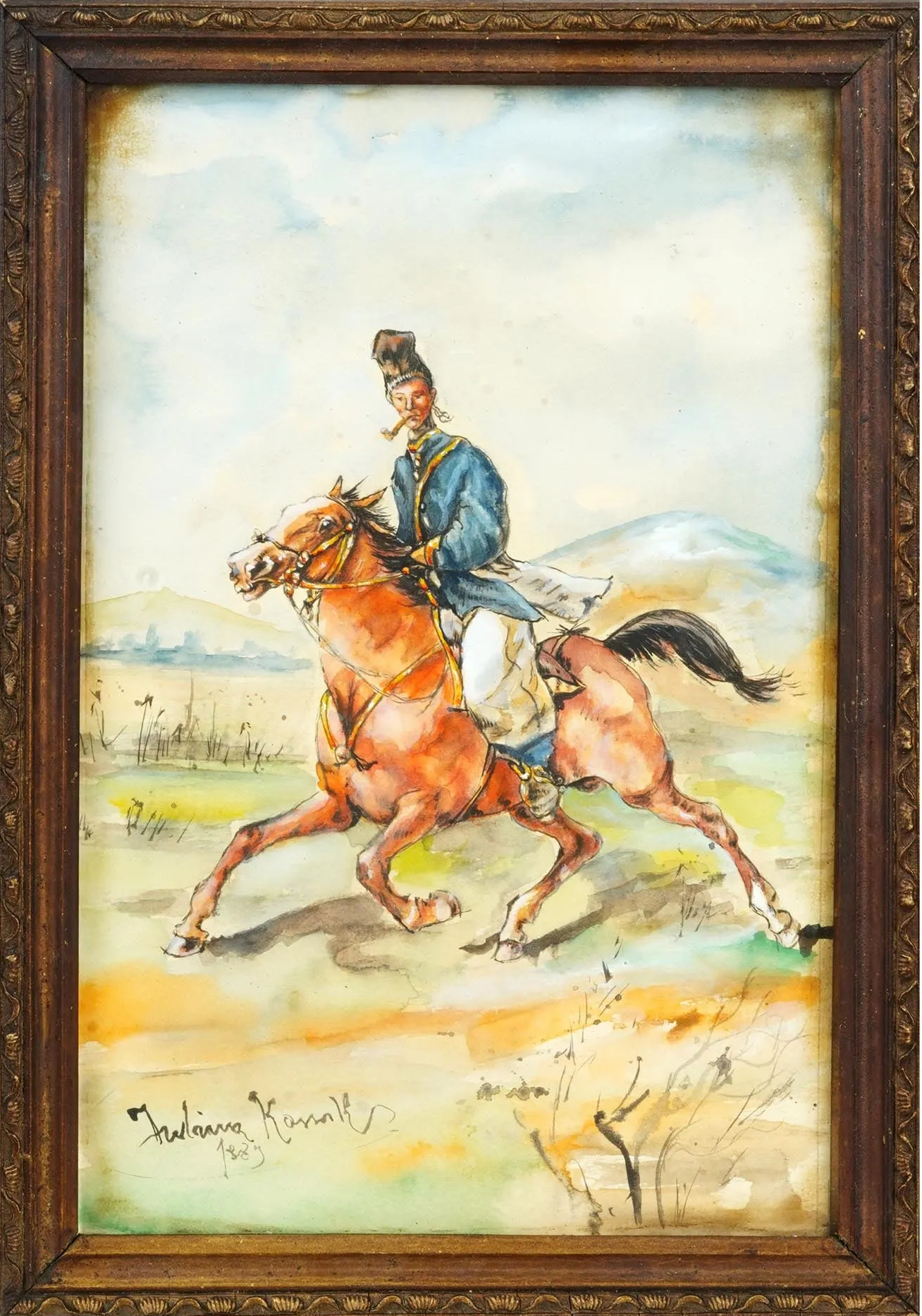 Juliusz Kossak (1824-1899) "Jeździec na koniu", źródło: Antique Arena Inc.