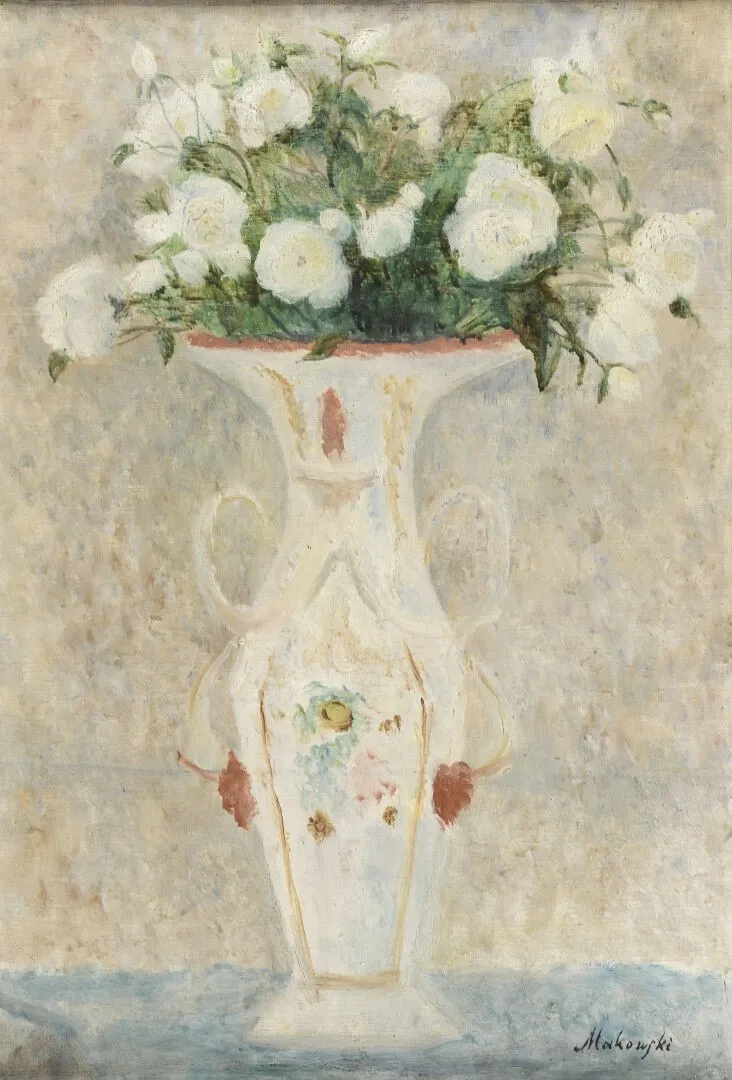 Tadeusz Makowski (1882-1932) "Bukiet białych róż", źródło: Ouest Enchères Publiques