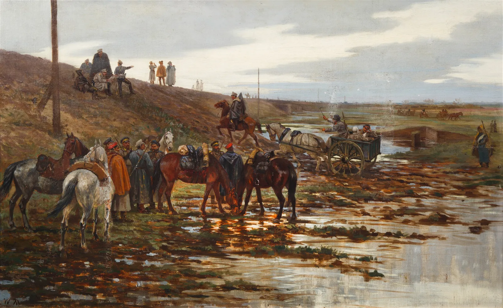 Wiktor Mazurowski (1859-1944) "Przejście przez rzekę", źródło: Shapiro Auctions