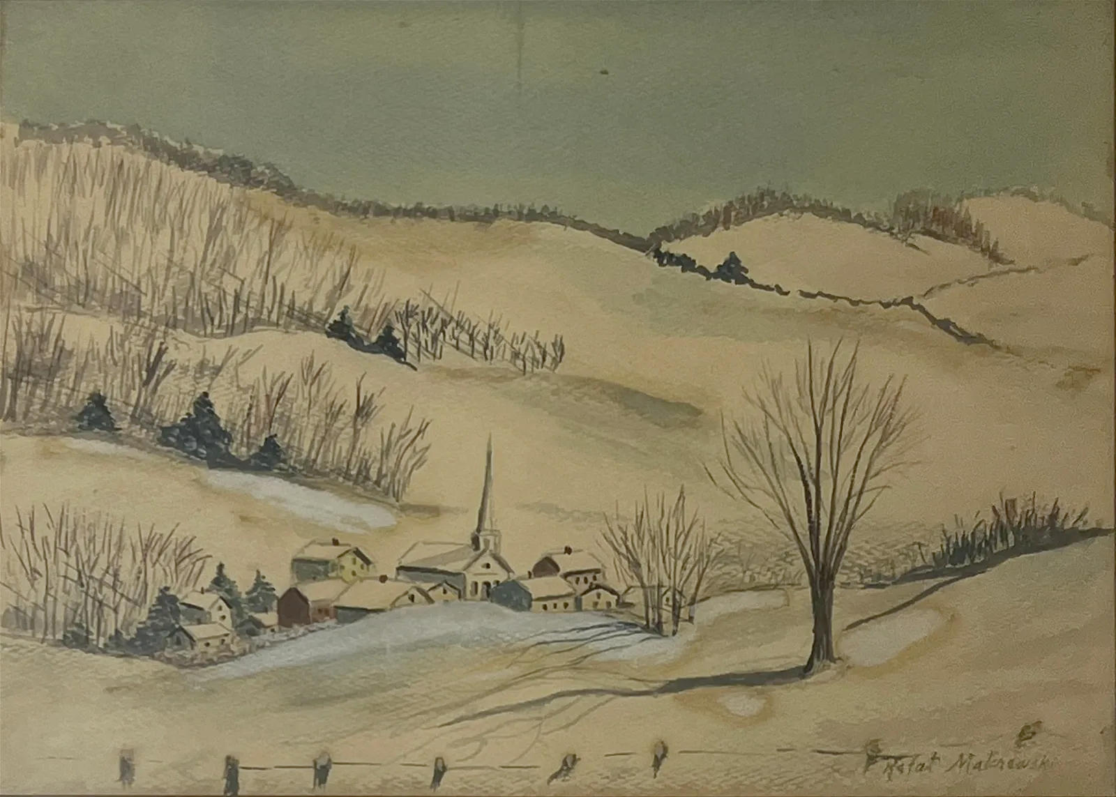 Rafał Malczewski (1892-1965) "Pejzaż zimowy", źródło: Cutler Bay Auctions