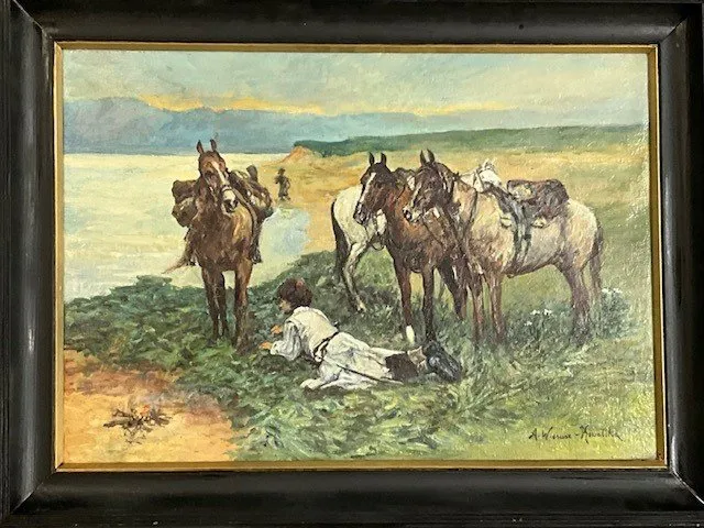 Alfred Wierusz Kowalski (1849-1915) "Postój", źródło: Morgan Auctions