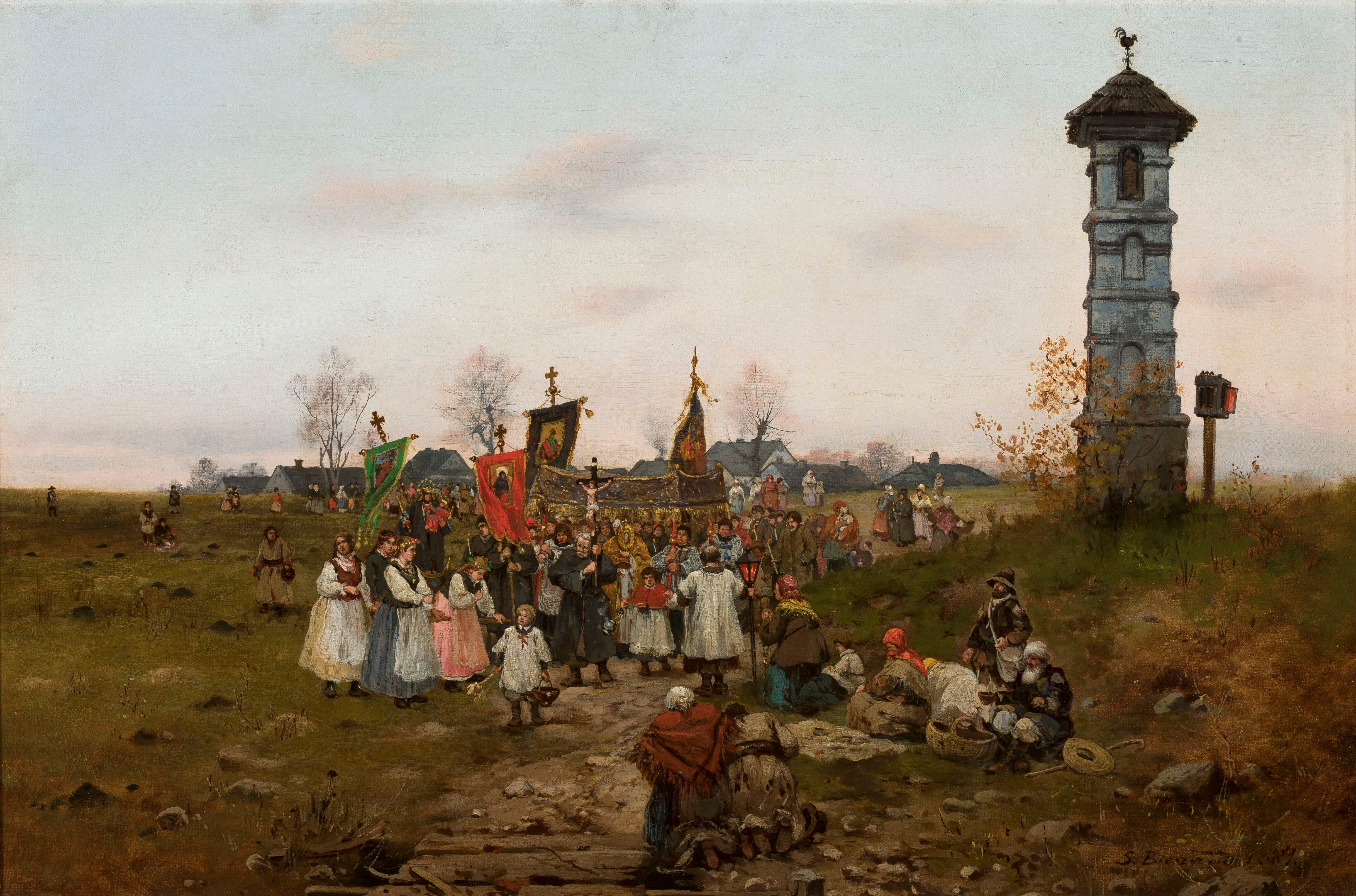 Seweryn Bieszczad (1852-1923) "Wiejska procesja", 1884 rok, źródło: Muzeum Narodowe w Warszawie. Seweryn Bieszczad (1852-1923) "Wiejska procesja", 1884 rok, źródło: Muzeum Narodowe w Warszawie.
