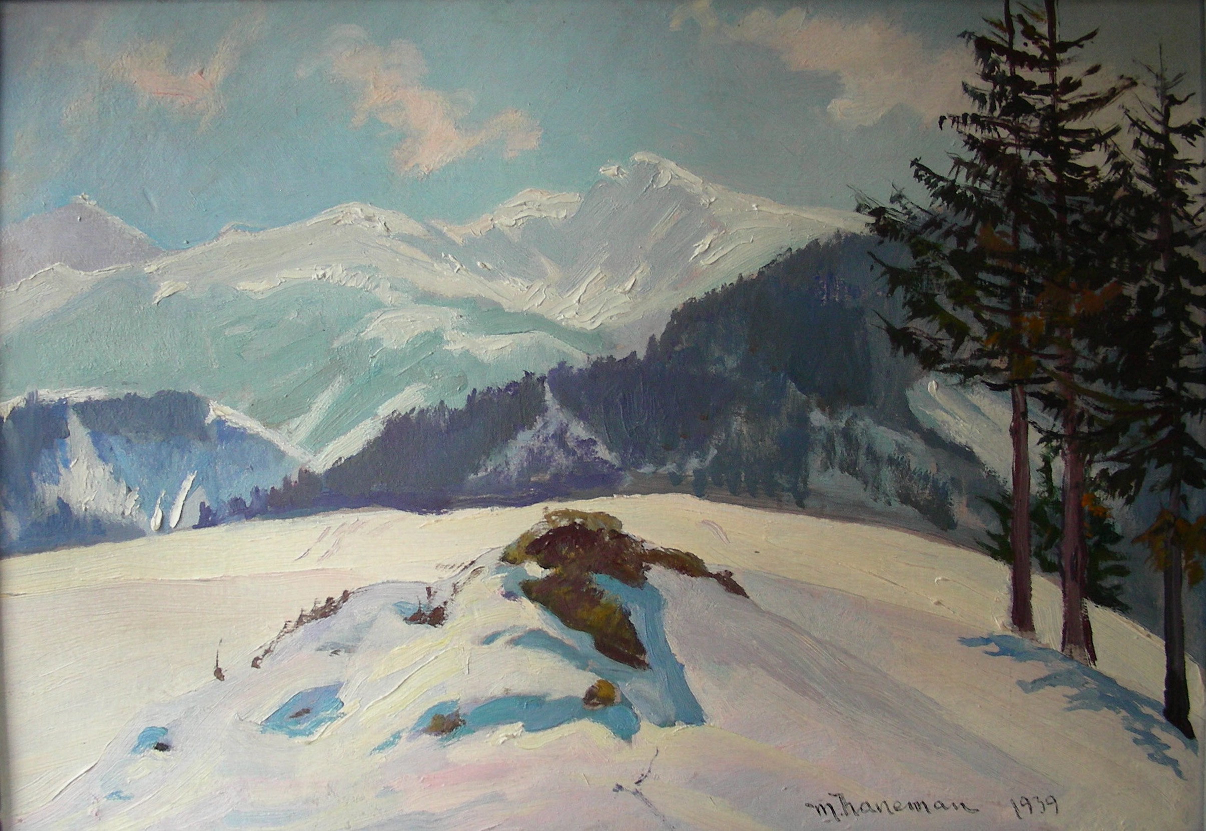 Maks Haneman (1882-1943?), “Pejzaż tatrzański”, 1939 rok, źródło: Muzeum Tatrzańskie w Zakopanem Maks Haneman (1882-1943?), “Pejzaż tatrzański”, 1939 rok, źródło: Muzeum Tatrzańskie w Zakopanem