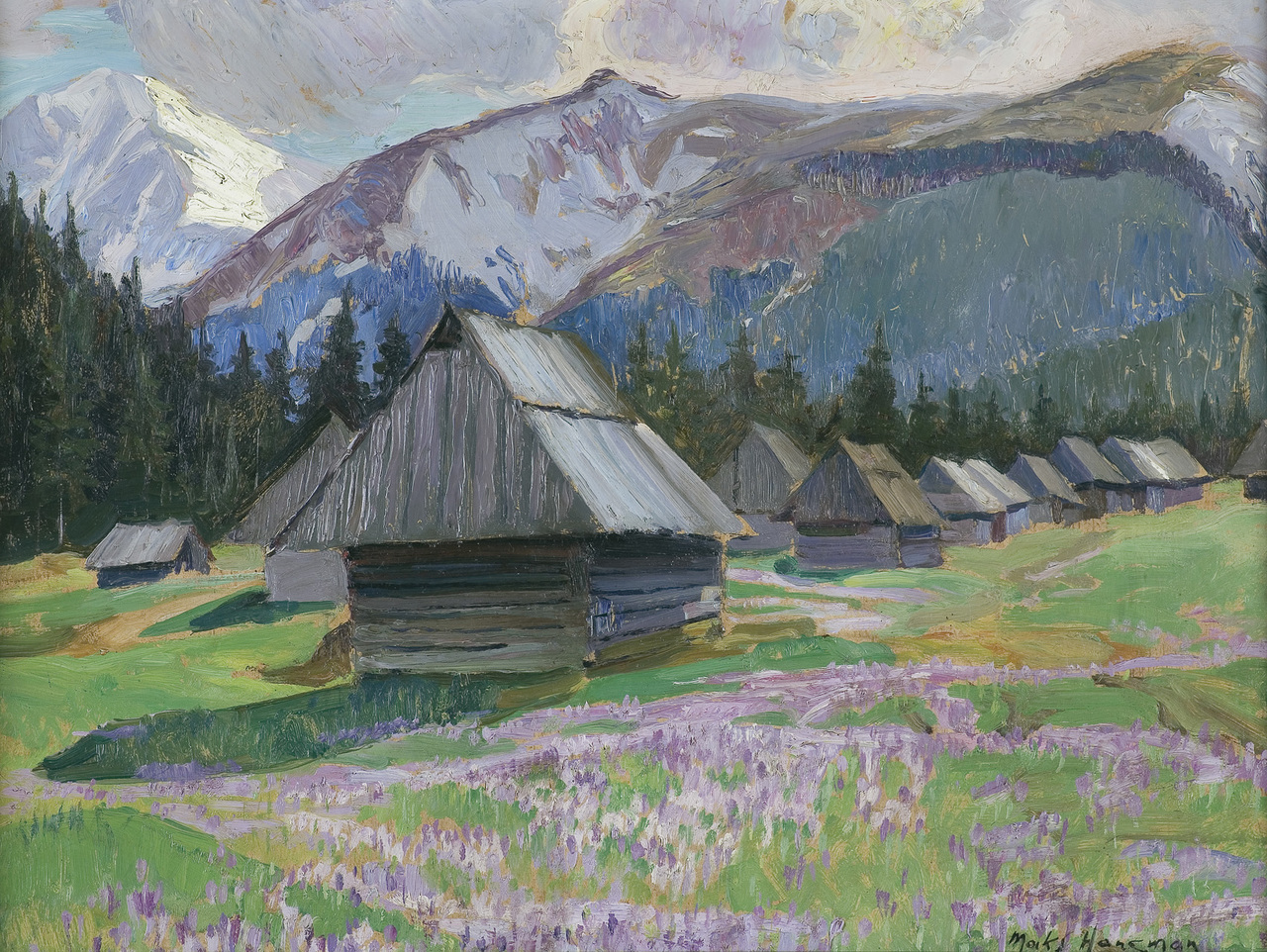Maks Haneman (1882-1943?), “Szałasy w Dolinie Chochołowskiej”, źródło: Dom Aukcyjny Agra-Art Maks Haneman (1882-1943?), “Szałasy w Dolinie Chochołowskiej”, źródło: Dom Aukcyjny Agra-Art