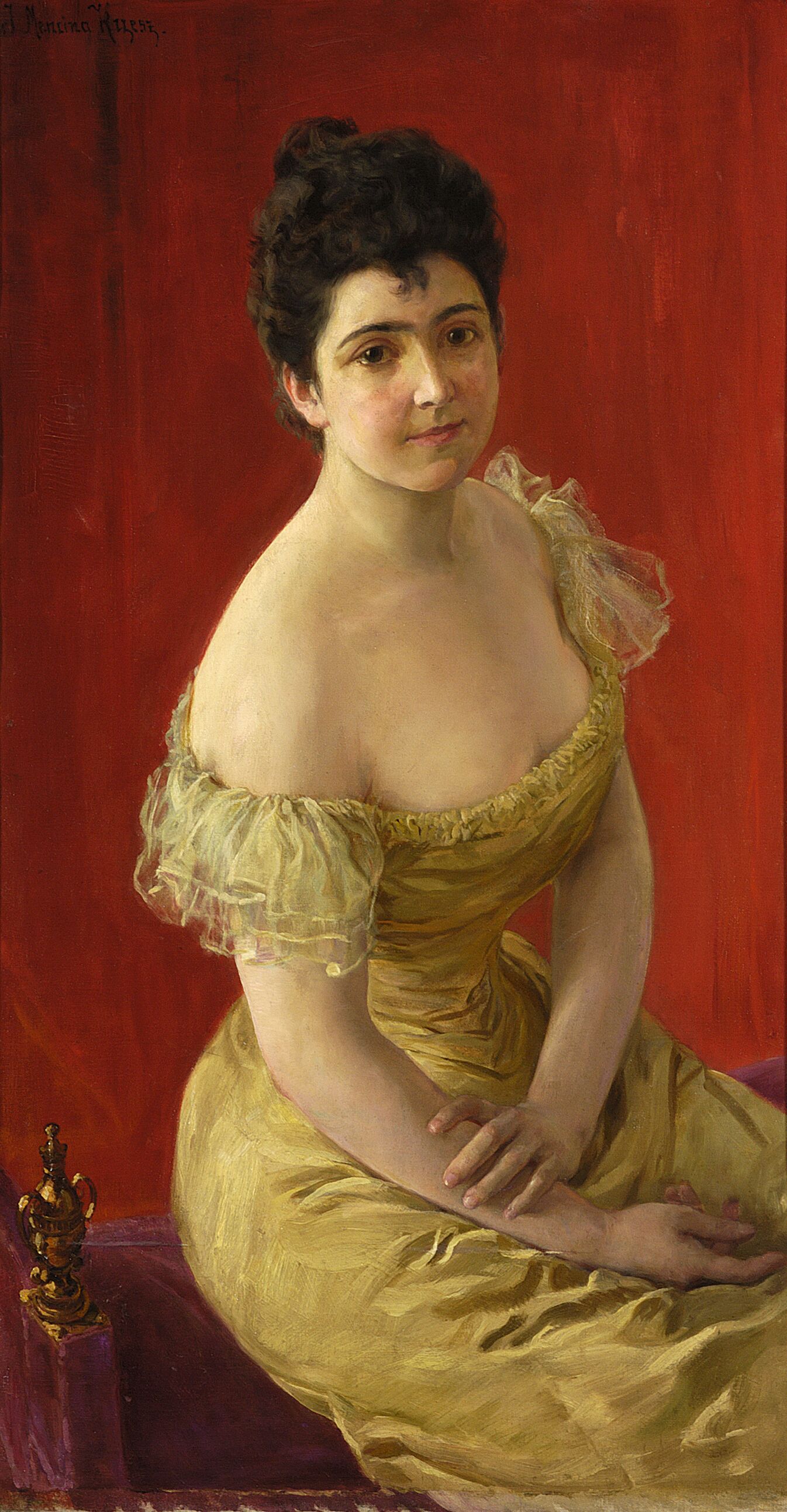 Józef Męcina-Krzesz (1860 - 1934) "Portret damy", ok. 1880 - 1890 rok, źródło: Muzeum Narodowe w Warszawie Józef Męcina-Krzesz (1860 - 1934) "Portret damy", ok. 1880 - 1890 rok, źródło: Muzeum Narodowe w Warszawie