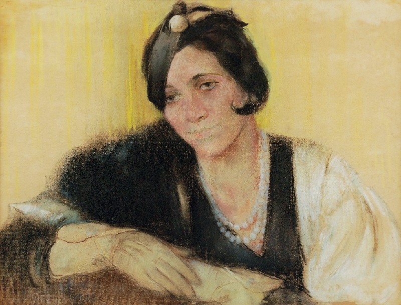 Maria Płonowska (1878 -1955) "Portret kobiety w toczku", źródło: Rempex Maria Płonowska (1878 -1955) "Portret kobiety w toczku", źródło: Rempex