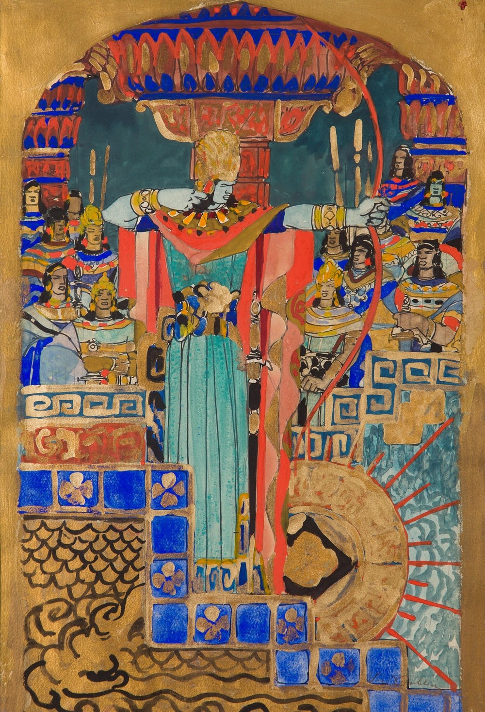 Stefan Norblin (1892-1952) "Lord Shiva" - projekt malowidła ściennego do Pałacu Umaid Bhawan w Dźodhpur, lata 1944-47, źródło: Desa Unicum Stefan Norblin (1892-1952) "Lord Shiva" - projekt malowidła ściennego do Pałacu Umaid Bhawan w Dźodhpur, lata 1944-47, źródło: Desa Unicum