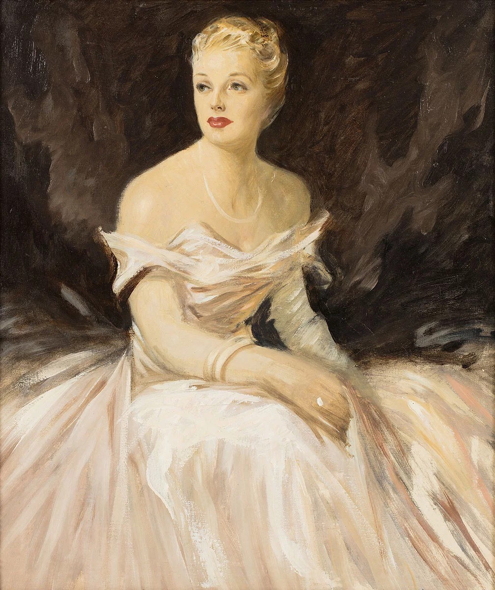 Stefan Norblin (1892-1952) "Portret kobiety w wieczorowej sukni", źródło: Polswiss Art Stefan Norblin (1892-1952) "Portret kobiety w wieczorowej sukni", źródło: Polswiss Art